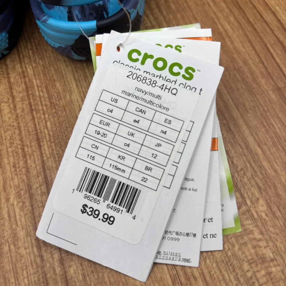 Crocs Classic Marbled Clog Toddler Size C4 Navy Multi New Swirl Water Shoe #1218
